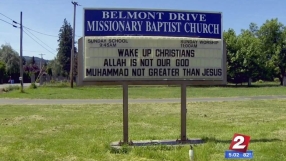 Baptist church signs point out that \'Allah is not our God\' and that \'Muhammad is not greater than Jesus\'