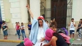 Feminists in Argentina pretend to abort Baby Jesus from Virgin Mary in shocking \'performance art\'