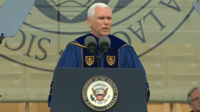 Vice President Pence applauds free speech â as 100 Notre Dame students walk out of his graduation speech