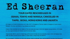 Ed Sheeran forced to reschedule Asian tour in 2018 after bike accident