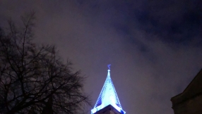 Rochester Cathedral spire lit up blue as a 'sign of constant prayers' 