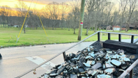 Large pile of burnt Bibles left outside church on Easter Sunday