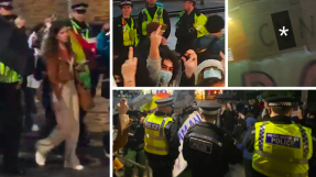 Police protect young female pro-life speaker from screaming pro-abortion mob in Manchester