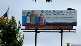 Billboard quoting Hitler next to Bible verse removed by Alabama children\'s ministry after backlash