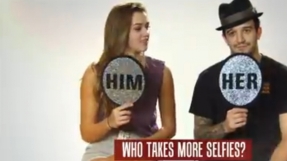 Sadie Robertson and Mark Ballas play the Him and Her game; sweet Mark says she is a beauty - and the queen of selfies!