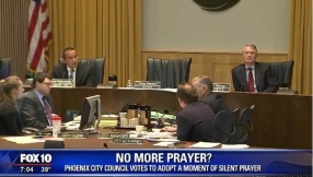 Phoenix City Council frustrates Satanists\' planned invocation by adopting silent prayer for meeting