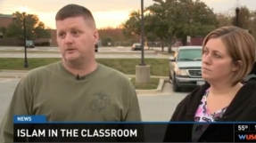 Marine dad seeks lifting of ban imposed on him by school after he questioned Islamic \'indoctrination\' of students