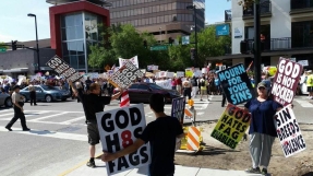 Hundreds drown out Westboro Baptist Church\'s protest at Orlando funeral